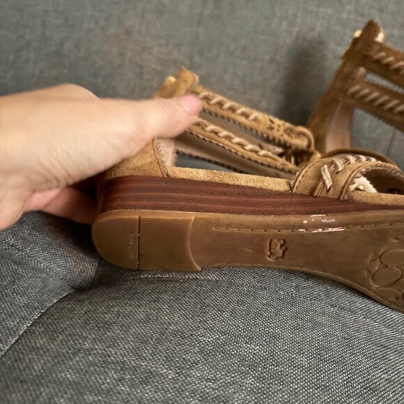 Coach Gladiator Tie Up Suede Wedge Sandals - Picture 5 of 8